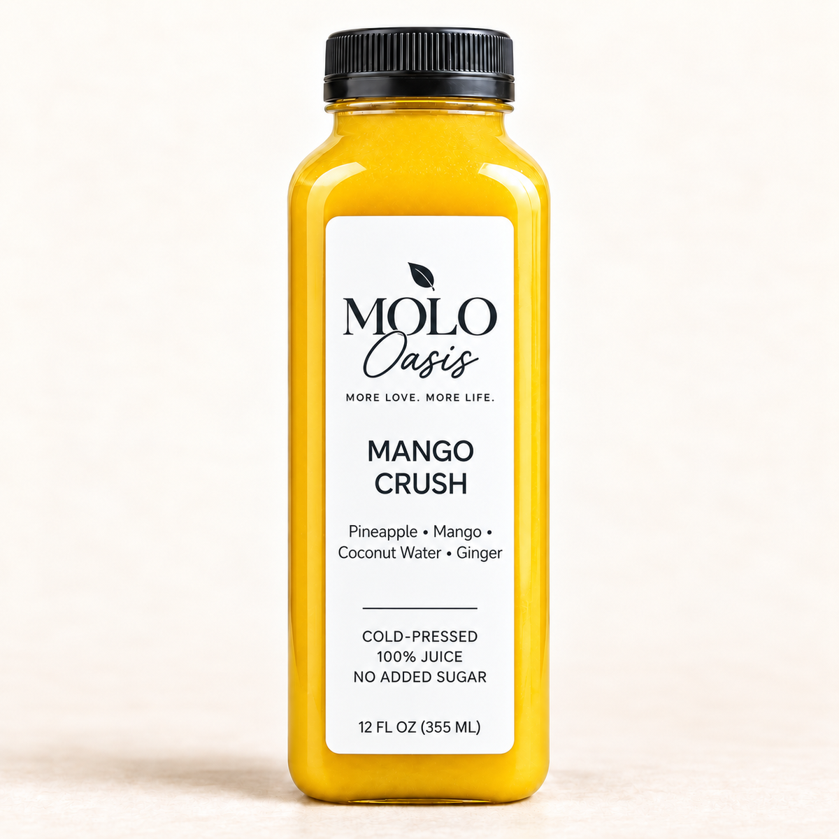Mango Crush bottle with white MOLO Oasis label
