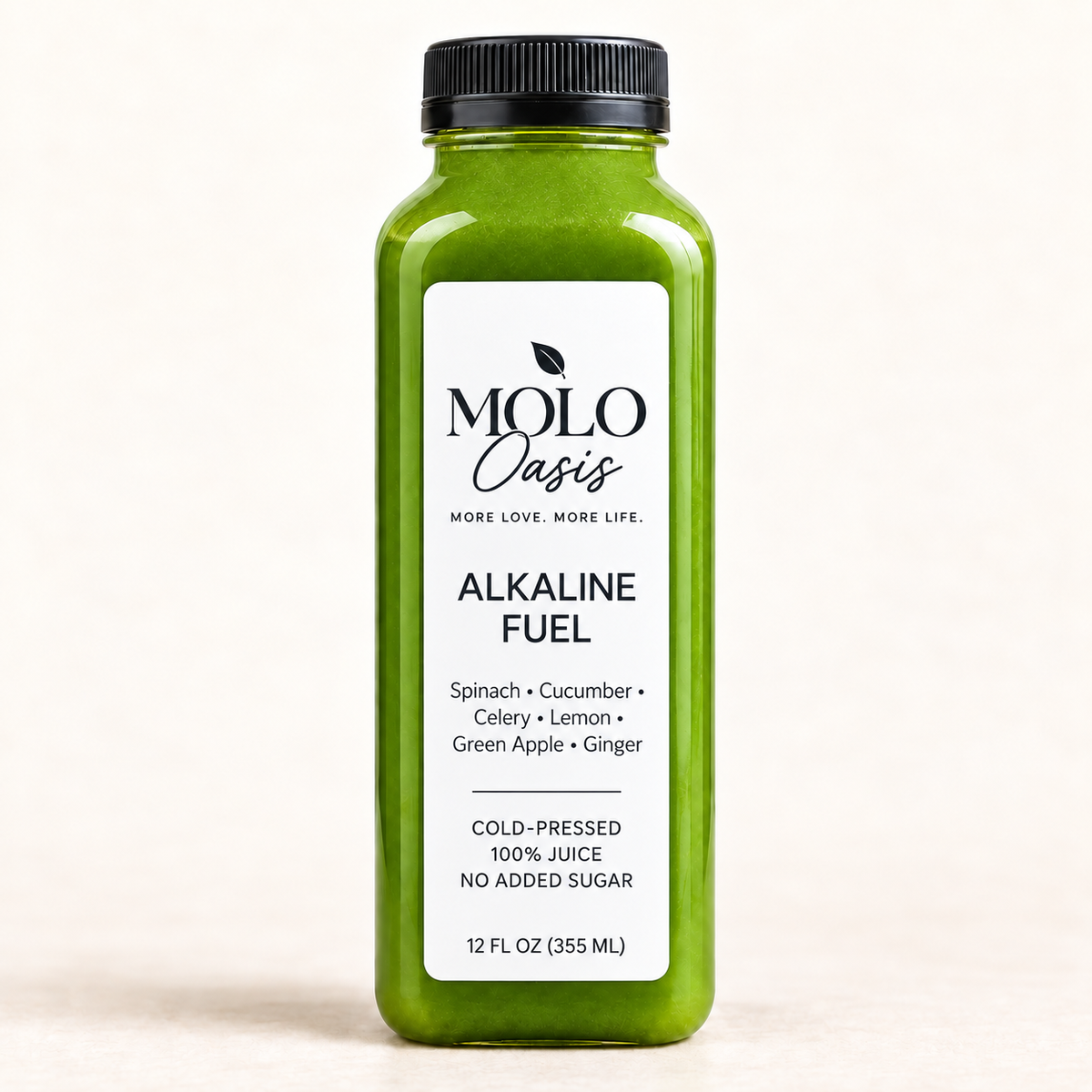 Alkaline Fuel bottle with white MOLO Oasis label
