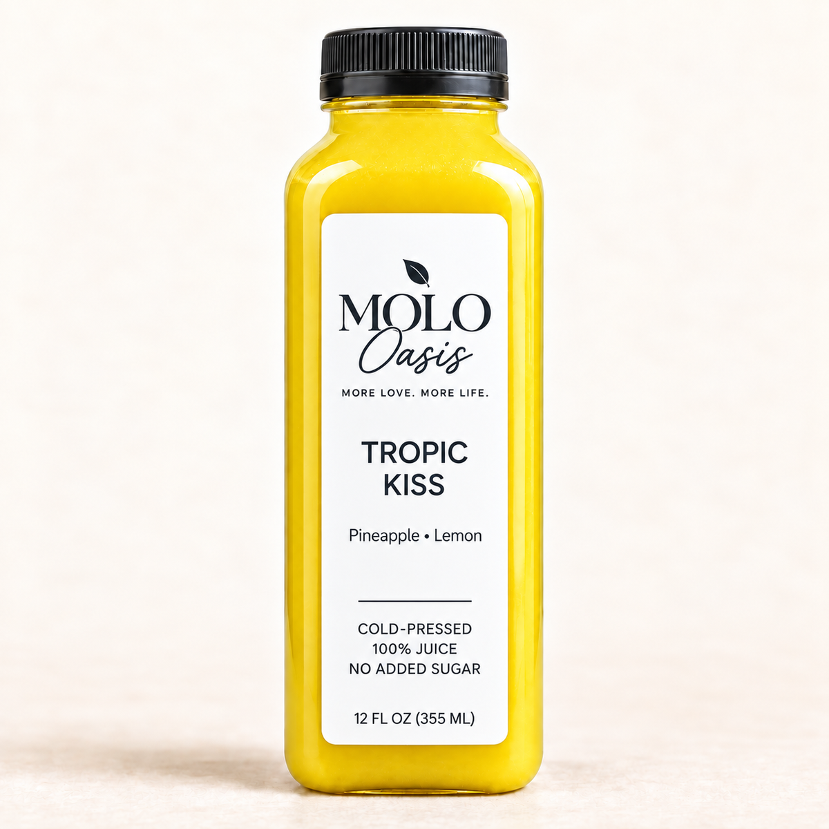 Tropic Kiss bottle with white MOLO Oasis label